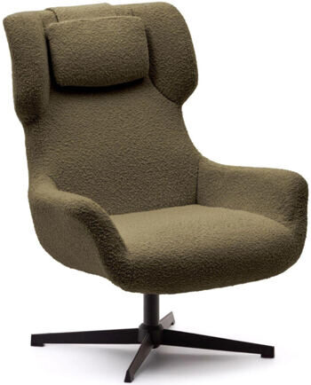 Swivel design armchair "Zalini" bouclé green