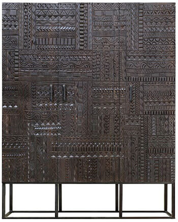 Massiver Design Vitrinenschrank „Jeroglifico“, 3-türig - 135 x 120 cm