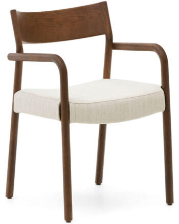 Solid design dining chair "Falconero" with armrests - oak with walnut finish