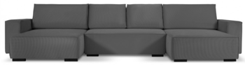 Large U-shaped sofa "Eveline" with bed function and corduroy cover in dark gray
